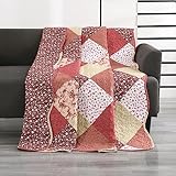 Qucover Tagesdecke Patchwork 150x200cm Patchworkdecke Wendedesign Bettüberwurf Sofadecke...