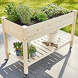 Premium Hochbeet mit praktischen Rollen – aus massivem Kiefernholz – perfekt...
