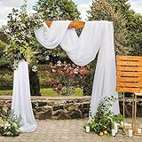 Querbehang Freihanddeko Weiß Vorhang für Hochzeit - 130 x 550cm Transparente Gardinen...