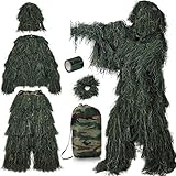 PELLOR Faschingskostüme Männer 3D Ghillie Tarnanzug, 6 Stück Set Tactics...