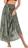Adigaber Lang Gedruckter Rock Damen Chiffon Bohemien Einheitsgröße Maxirock...