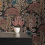 A.S. Création Livingwalls Blumentapete Schwarz Bunt Petrol Orange Rot Famous...