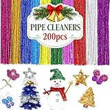 TadaGet 200 Stück Pfeifenreiniger, 10 Glitzerfarben, Glitzer Pfeifenputzer Zum...