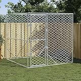 CIADAZ Outdoor-Hundezwinger Silbern 2x2x2 m Verzinkter Stahl, Kaninchenstall, Legenester...