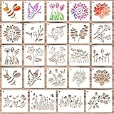 Grevosea 20 Stück Malerei Schablonen Set Wildblumen Schablonen Tiermalerei Schablone...