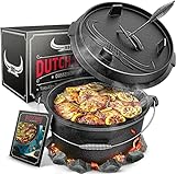 BBQ Dutch Oven - Das Original - Dutch Oven Set [9L] – Eingebrannter Feuertopf aus...