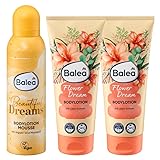 Balea 3er-Set Hautpflege: Bodylotion Mousse Beautiful Dreams luftig-leicht mit Argan- und...