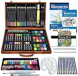 Shuttle Art 118 teiliges Malset, Deluxe Malkoffer mit Acrylfarben, Buntstift,...