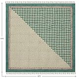 CASAVANI Handblockbedruckter Baumwollteppich, 91 cm, quadratisch, Kelim-Teppich, Stein,...