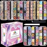 EBANKU 10 Boxen Nail Art Strass Kit Multi Design Zubehör mit 1 Pinzetten 1 Stück...