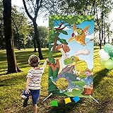 Dinosaurier Wurfspiel mit 3 Bohnentaschen, Outdoor Spiele für Kinder, Dinosaurier...