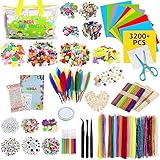Qintora 3000+Stück Bastelset Kinder DIY Kunsthandwerk Basteln Bastelkoffer Bastelmaterial...