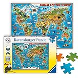 Ravensburger Kinderpuzzle - 13257 Tiere rund um die Welt - Puzzle-Weltkarte für...