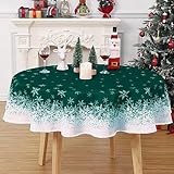 Rund Tischdecke Weihnachten Dekoration für Esszimmer Schneeflocke Tischtuch...