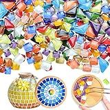 TOOSOAR 1000g Bunte Glas Mosaiksteine,Irregulär mosaikfliesen,kleine Mini Mosaik Fliesen...