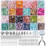 HONGTEYA Schmuck Selber Machen Set, 24 Farben Natürliche Edelstein-Perlen,5–7 mm...