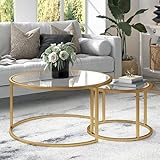 Runder Couchtisch für Wohnzimmer, moderner Beistelltisch mit stabilem Metallrahmen und...