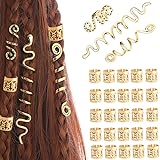28 Stück Dreadlocks Schmuck,Verstellbar Metall Cuffs, Haarspiralen...