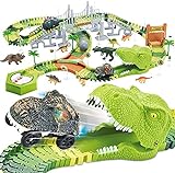 174 Stück Rennstrecke Dinosaurier Spielzeuge Flexible Zugbahnen mit 8...