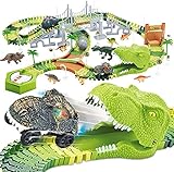 174 Stück Rennstrecke Spielzeuge Flexible Zugbahnen mit 8 Dinosaurier-Figuren,2...