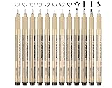 Forhome 12 Stück Fineliner Stifte, Fineliner Set Schwarz, Micron Filzstiften mit...