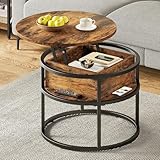 YITAHOME Couchtisch Rund mit Hebeplatte, Wohnzimmertisch mit Stauraum 60x60x47cm,...