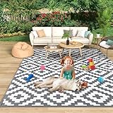 MOKANI Outdoor Teppich Wetterfest 120x180cm, Kunststoff Stroh Reversible Matte...