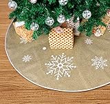 Weihnachtsbaum Decke Rock, Leinen Weihnachtsbaum Rock Schneeflocke...
