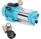Hauswasserwerk, 1300W Gartenpumpe mit Druckschalter, 4000L/h Kreiselpumpe, 9.8Bar...