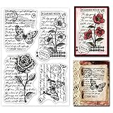 GLOBLELAND Vintage Blumen Klare Stempel für DIY Scrapbooking Dekor Skizze Schmetterlinge...