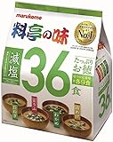 Marukome Miso-Suppe Ryotei no Aji 4 Geschmacksrichtungen, reduziertes Salz, Packung mit 36...
