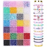 DIYDEC 1680 Stück 28 Farben Runde Bunte Perlen, 6mm Bunt Perlen Bastelperlen...