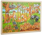 Goki 57734 Einlegepuzzle 'Tierkinder im Wald' aus Holz, 48-teilig