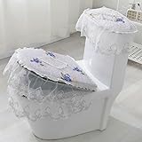 JTZYM 3-teiliges Set mit Spitzenstickerei-Blumen-WC-Deckelbezug-Set,...