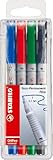 STABILO - Folienstift - OHPen universal - wasserlöslich fein - 4er Pack - grün, rot,...