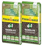 Floragard 4 in 1 Rasen-Fit 2x20 L für 20 m² • Rasenerde • Rasensubstrat zur...