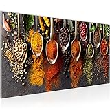 Runa Art Wandbild Küche Gewürze 1 Teilig 100 x 40 cm Modern Bild auf Vlies Leinwand...