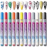 12 Farben 3D Nail Art Stifte Malstift Zeichnung Nagel Dotting Pen Graffiti...