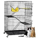 Yaheetech katzenkäfig mit Doppeltür, rattenkäfig mit 4 Ebenen, Abnehmbarer Käfig für...