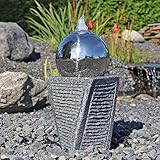 CLGarden Granit Springbrunnen SB17-2 mit Säule und Edelstahl Kugel Gartenbrunnen Set...