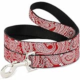 Buckle Down 'Bandana/Skulls rot/weiß Pet Leine, 6 'x 1/5,1 cm