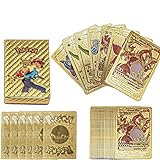 55 Stück Poke Karten Gold,Poke Karten Deutsch,Poke Karten Vmax Gold foil Cards,Golden...