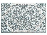 Beliani Moderner Wollteppich orientalisches Muster 160 x 230 cm weiß / blau AHMETLI