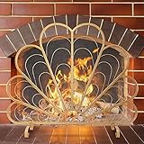 Goldfarbener Feuerschutz Für Holzbrenner, Moderner Einteiliger Kaminschutz,...