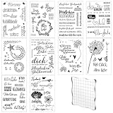 Silikonstempel Set, 10 Bögen Stempel Sprüche Deutsch Stempel Glückwunsch...