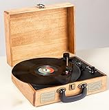 Vintage Holz-Plattenspieler Essen Vinyl Schallplatten 33 45 78 Umdrehungen USB Tragbar...