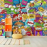 Wallepic Selbstklebende Fototapete Graffiti Jugend Muster Comic Collage 254 x 184 Moderne...