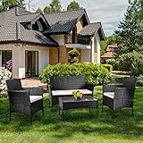 bigzzia Gartenmöbel-Set für den Außenbereich aus Rattan, 4-teilig, Gartenmöbel-Set...