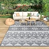 MOKANI Outdoor Teppich Wetterfest, Wendbarer Balkon Camping Teppich 120x180 cm, Kunststoff...