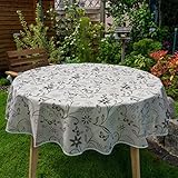 laro Gartentischdecke Wetterfest rutschfest Rund, Muster:Ranken Grau, Größe:Rund Premium...